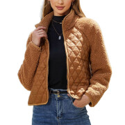 Womens-Fuzzy-Fleece-Jacket-Cropped-Sherpa-Coat-Long-Sleeve-Zipper-Lightweight-Quilted-Outwear-Camel-1