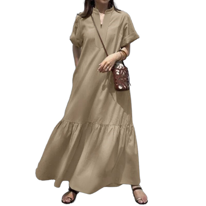 summer-short-sleeve-maxi-dress-Khaki-1.jpg