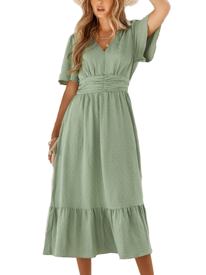 v-neck-ruffled-dress-Green-1.jpg