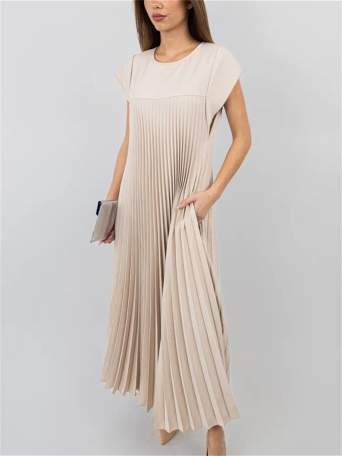 cap-sleeve-pleated-dress-Beige-6.jpg