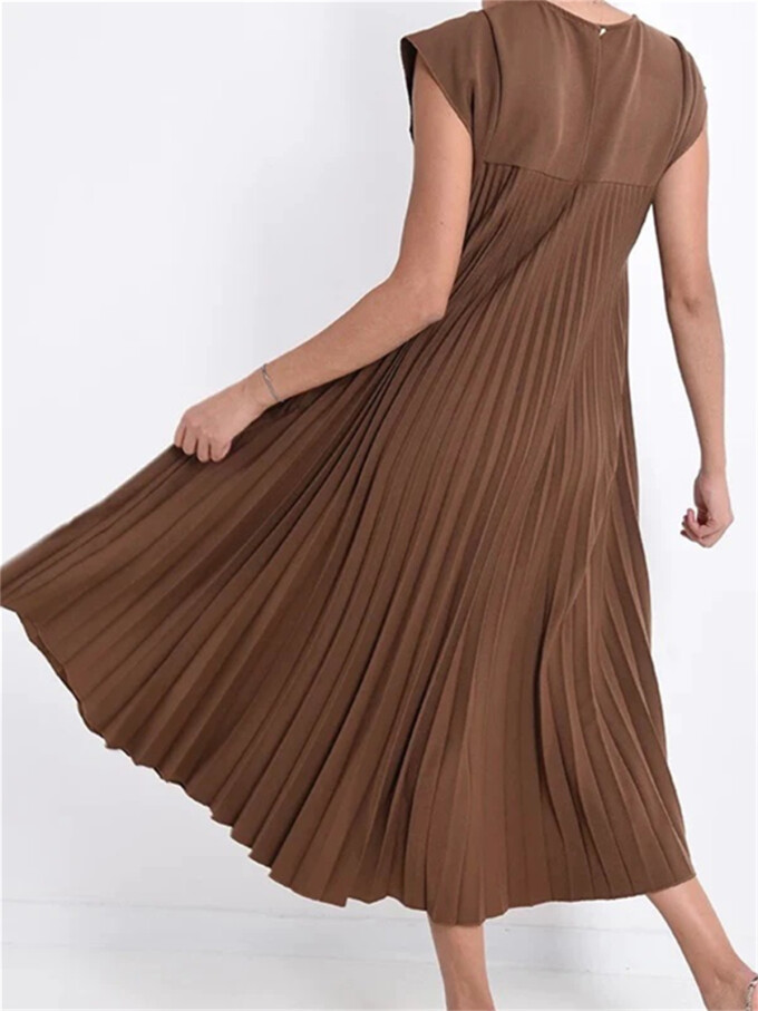 cap-sleeve-pleated-dress-Coffee-2.jpg