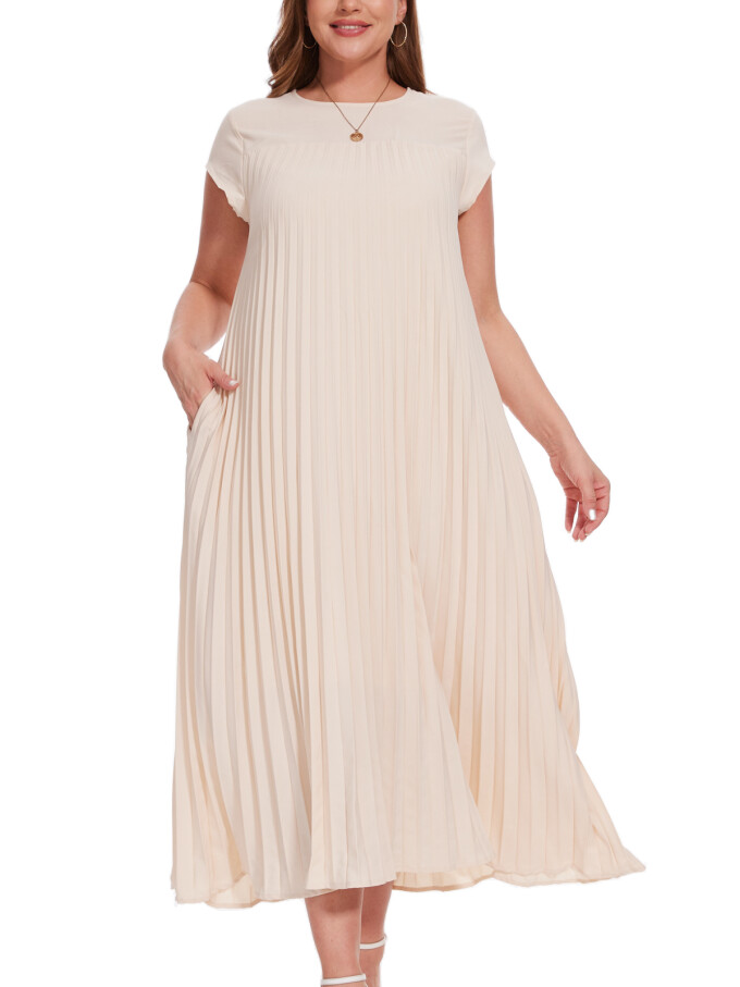 cap-sleeve-pleated-dress-Beige-1.jpg