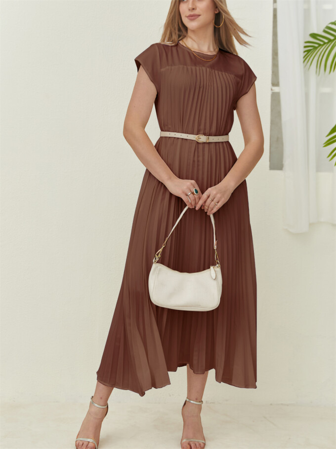 cap-sleeve-pleated-dress-Coffee-4.jpg