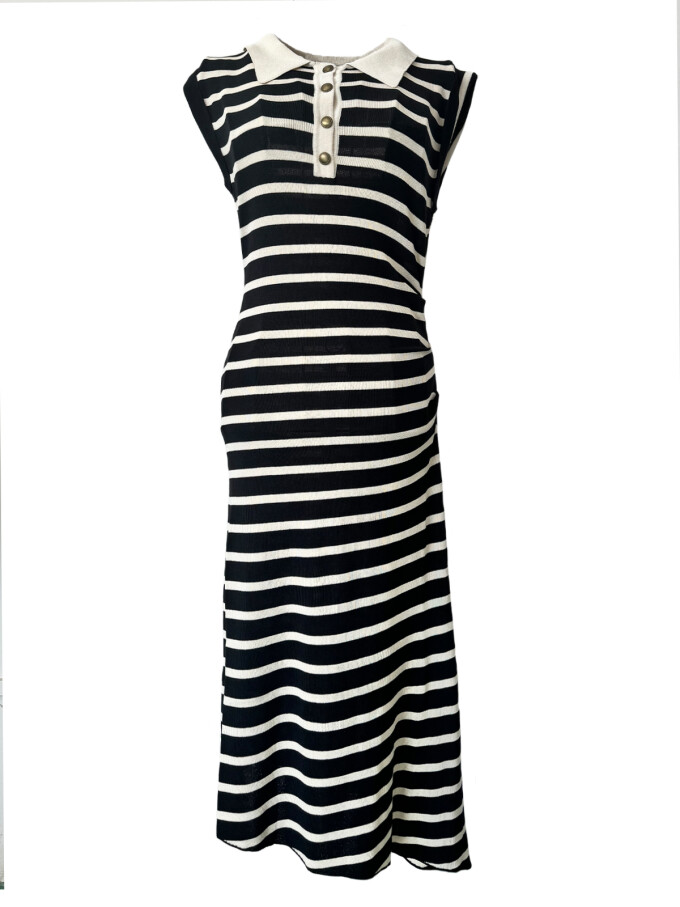 women-striped-cap-sleeve-midi-dress-Black-1.jpg