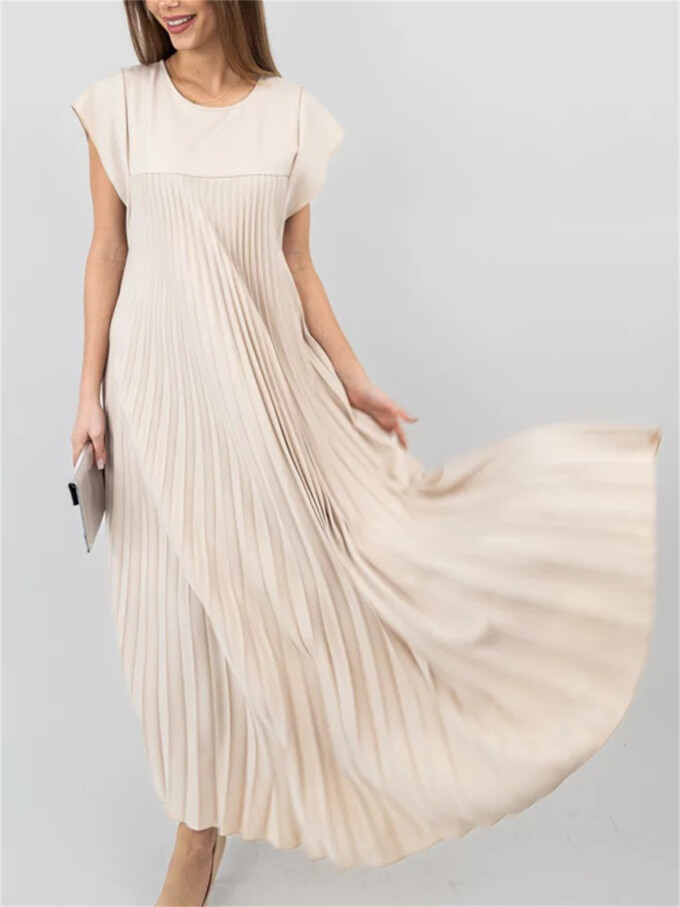 cap-sleeve-pleated-dress-Beige-4.jpg