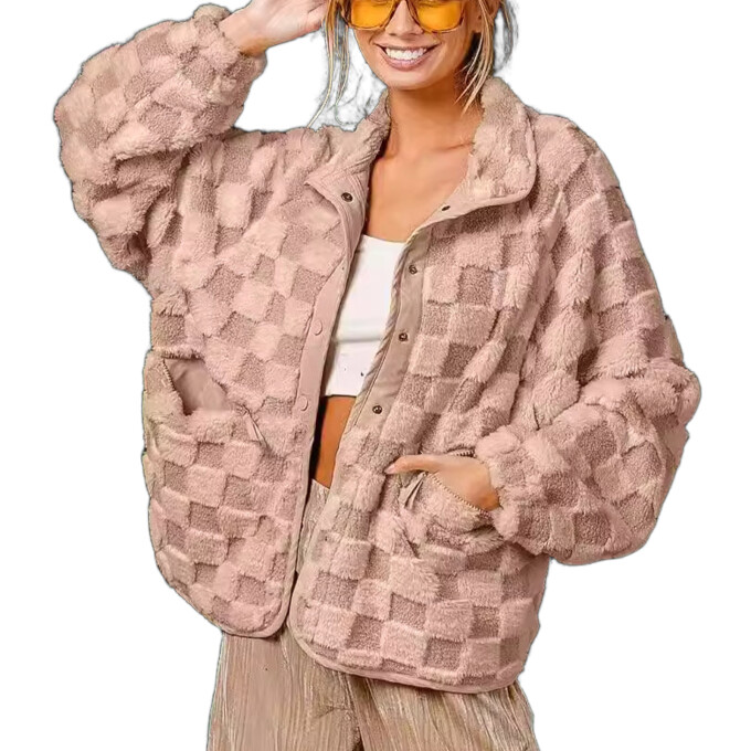 checkered-fleece-jackets-Khaki-1.jpg