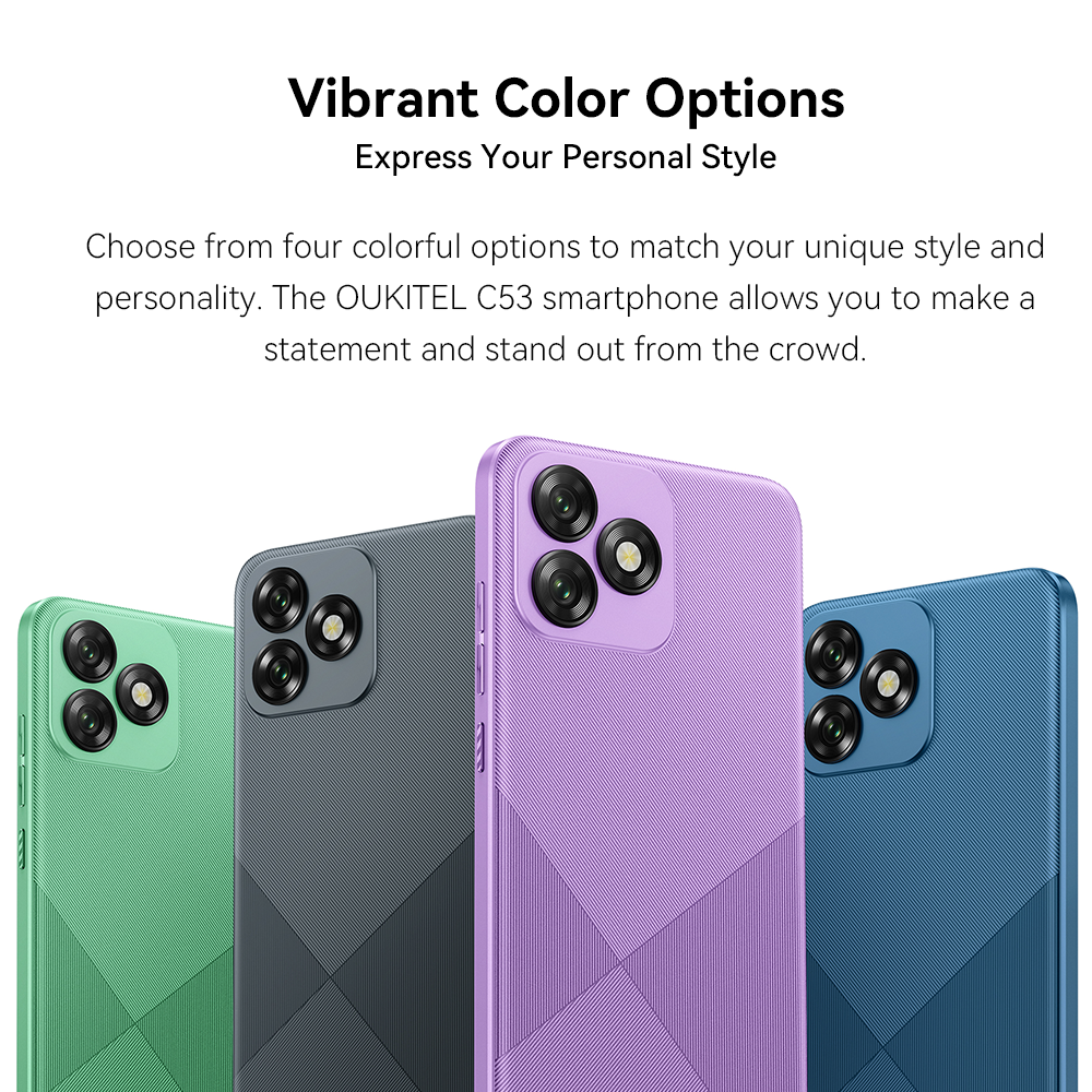 Smartphone OUKITEL C65 Violet - Android 15, écran 6.7" HD+ 90Hz, 128 Go + 16 Go RAM