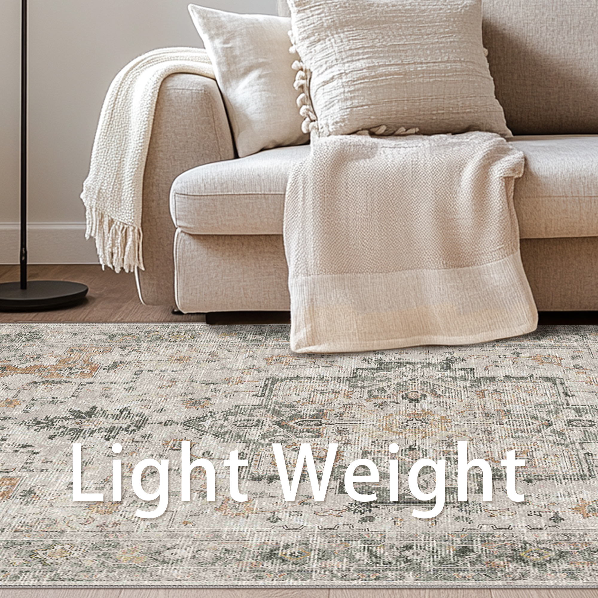 thumbnail image 4 of KUETH 2'x3' Area Rugs for Living Room, Machine Washable Rugs, Non Slip Vintage Lightweight Indoor Rug, Ultra Thin Low Pile Chenille Print Rug for Entrance Bedroom Dining Room Home Office, 4 of 6