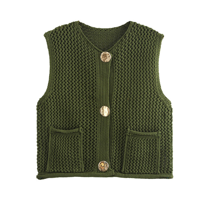 casual-sleeveless-knit-cardigan-vest-Army-Green-1.jpg