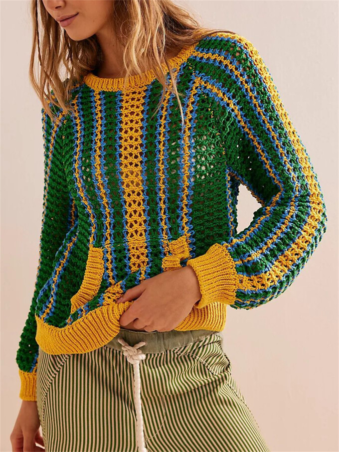 crochet-striped-pullover-tops-Green-3.jpg