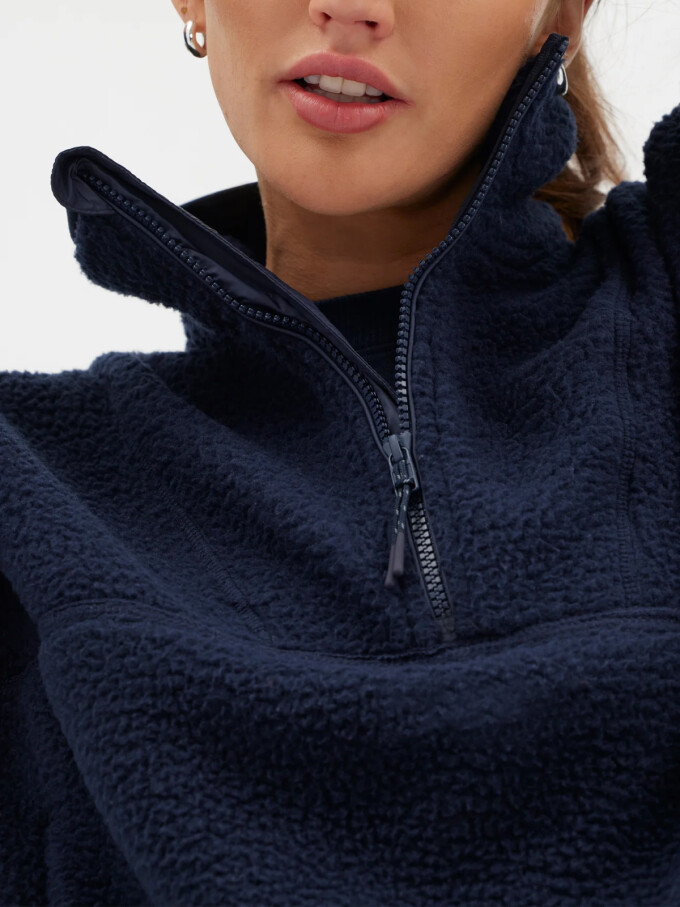 women-stand-collar-half-zip-fleece-jacket-Navy-Blue-3.jpg