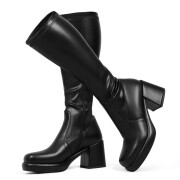 Women-Knee-High-Boots-Wide-Calf-Comfortable-Platform-Chunky-Heel-Elastic-Sock-Stretch-Boots1