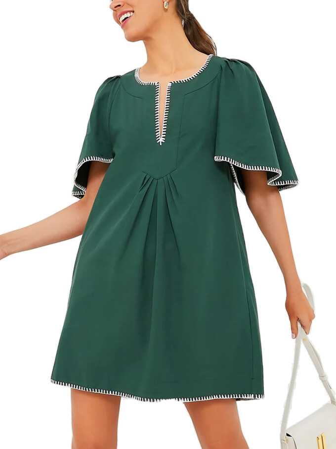 ruffle-sleeve-short-dress-Green-1.jpg