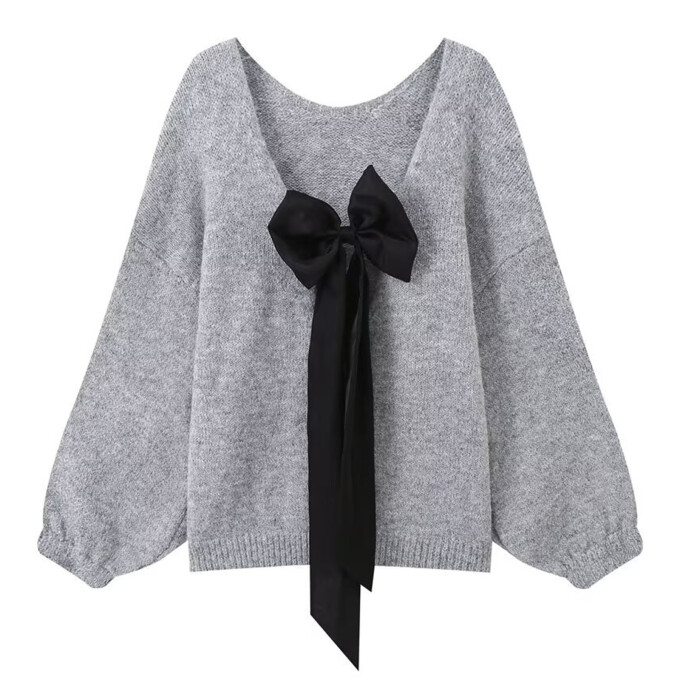 bow-v-neck-sweater-Grey-1.jpg