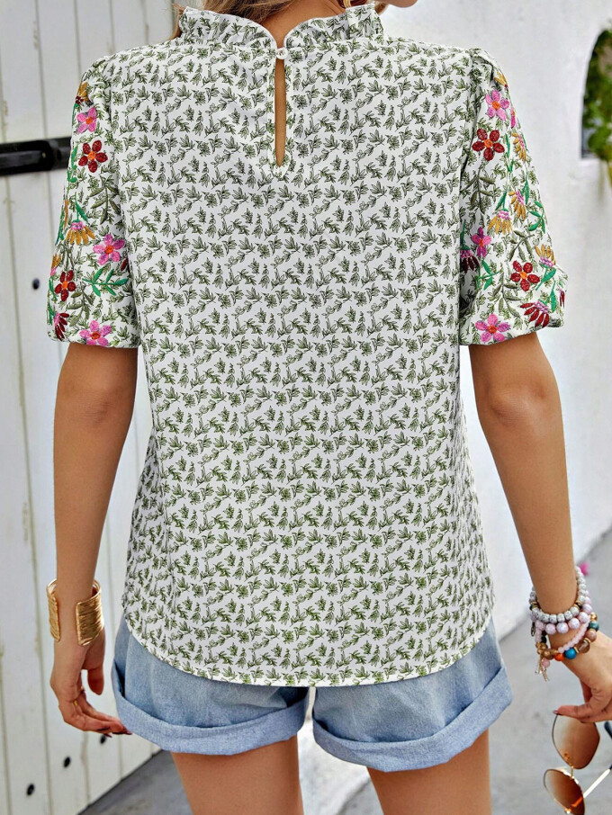 floral-short-sleeve-blouse-Green-2.jpg