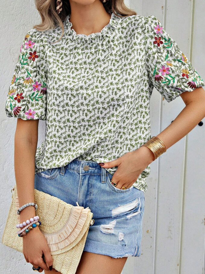 floral-short-sleeve-blouse-Green-3.jpg