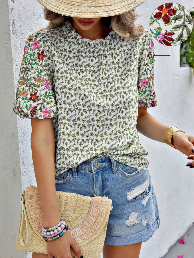 floral-short-sleeve-blouse-Green-4.jpg