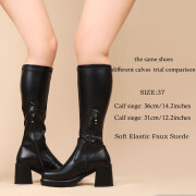 Women-Knee-High-Boots-Wide-Calf-Comfortable-Platform-Chunky-Heel-Elastic-Sock-Stretch-Boots2